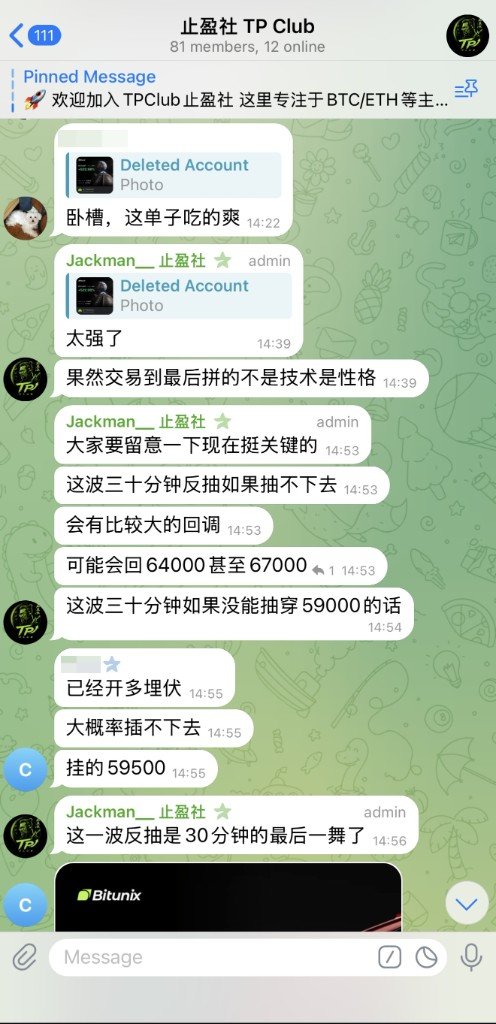 Daily Market Analysis screenshot from TP Club Telegram community